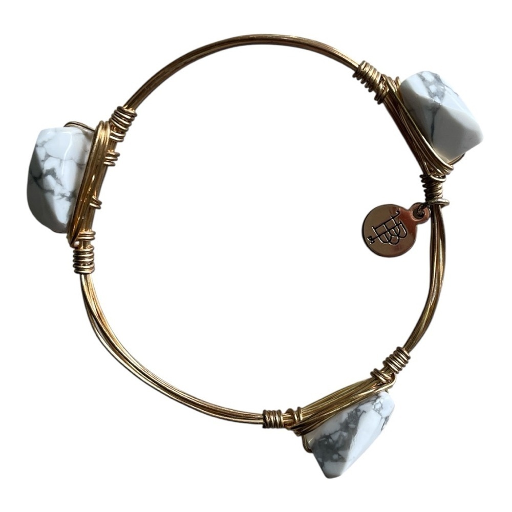 Bourbon and Bowties Gold Tone and White Marble Stone Bracelet